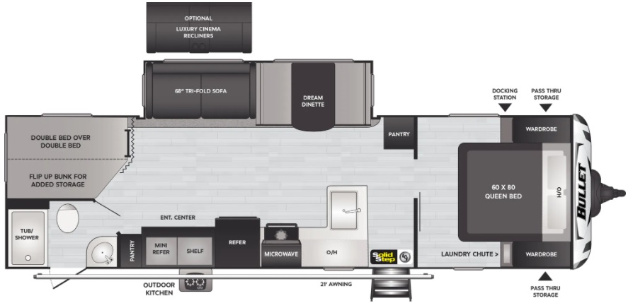 2023 KEYSTONE BULLET 290BHSWE, , floor-plans-day image number 0